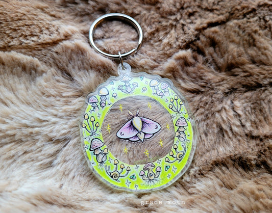 Pixie Ring illustrated Key Ring, recycled clear acrylic, by Grace Moth