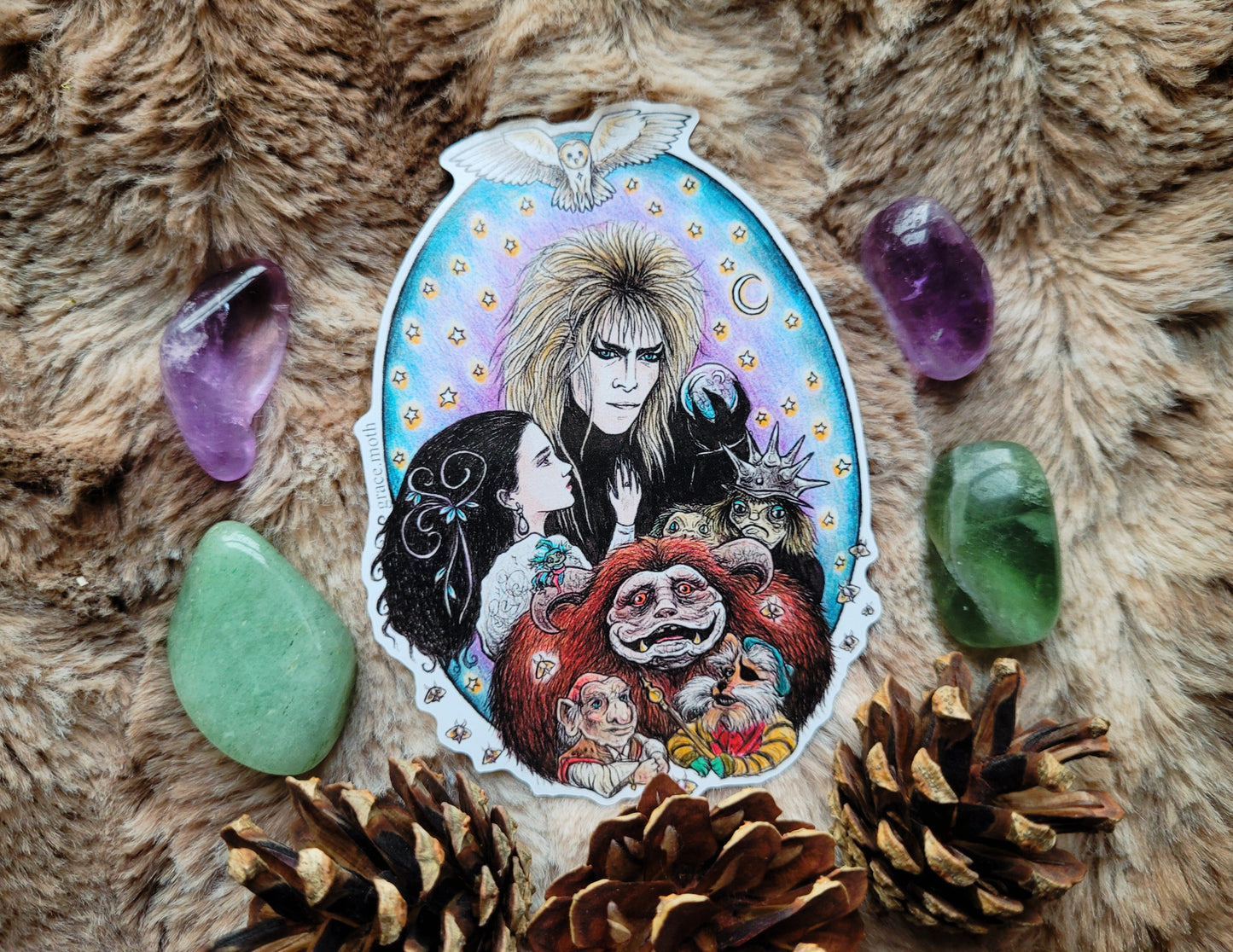 Labyrinth - Vinyl Sticker 10cm - David Bowie Fan Art - Goblin King - Witchy - Gothic - Illustrated by Grace moth