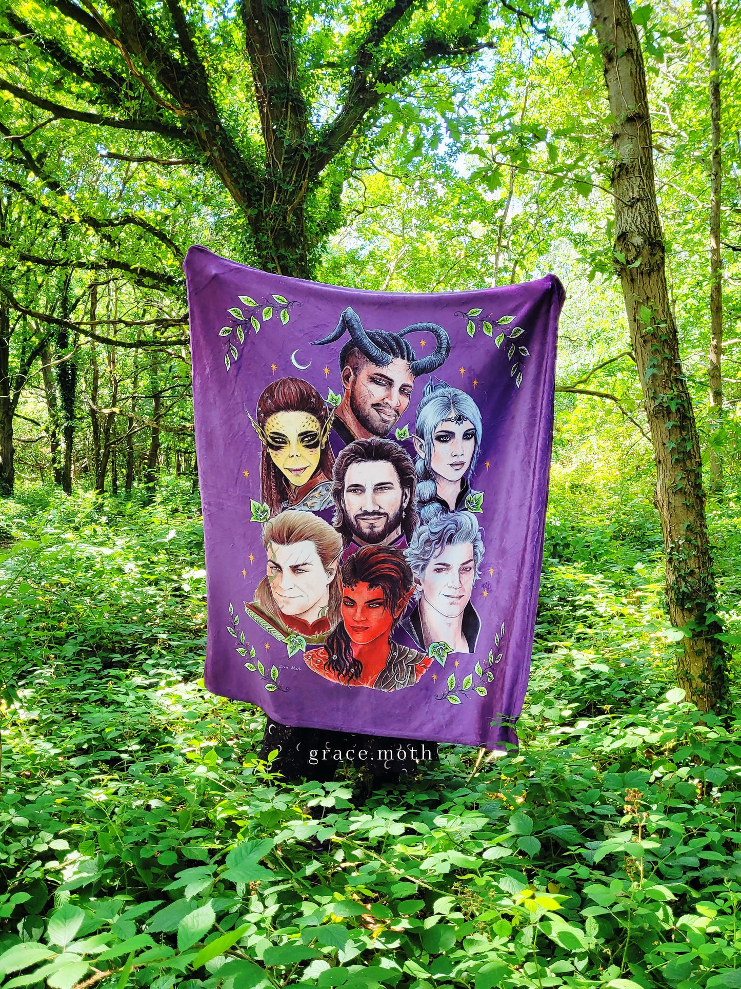 Pre-Order - Baldurs Gate 3 Inspired throw blanket - dnd gaming design by Grace Moth - 50" by 60"