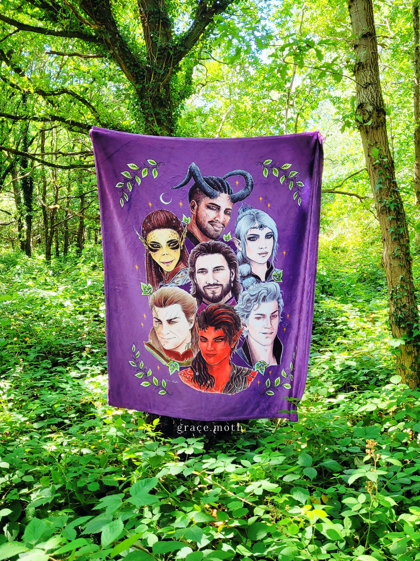 Pre-Order - Baldurs Gate 3 Inspired throw blanket - dnd gaming design by Grace Moth - 50" by 60"