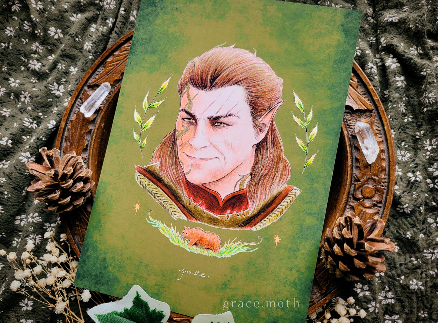 Halsin - A5 art print by Grace Moth - BG3, Baldurs Gate 3, Bear, Companion, Druid - 5.8 x 8.3