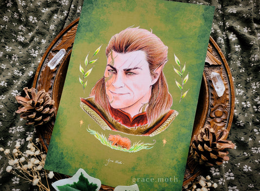 Halsin - A5 art print by Grace Moth - BG3, Baldurs Gate 3, Bear, Companion, Druid - 5.8 x 8.3