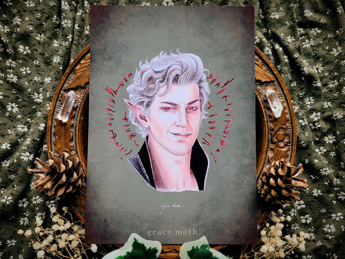 Astarion - A5 art print by Grace Moth - BG3, Baldurs Gate 3, Pale Elf, Companion, Vampire - 5.8 x 8.3