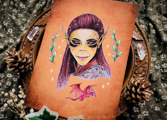 Lae'zel - A5 art print by Grace Moth - BG3, Baldurs Gate 3, Githyanki, Companion, Laezel - 5.8 x 8.3