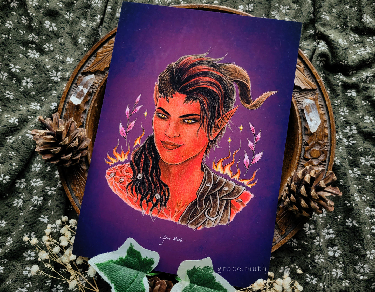 Karlach - A5 art print by Grace Moth - BG3, Baldurs Gate 3, Devil, Companion, Tiefling - 5.8 x 8.3