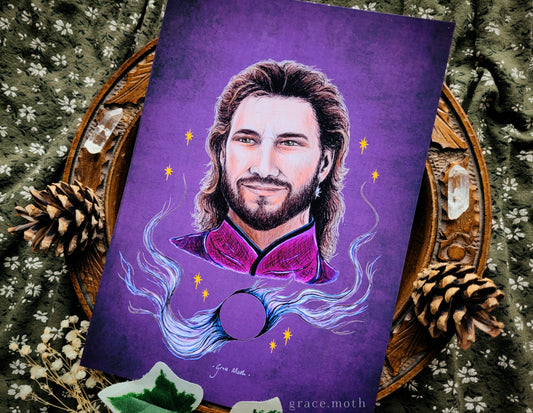Gale of Waterdeep - A5 art print by Grace Moth - BG3, Baldurs Gate 3, Wizard, Companion - 5.8 x 8.3