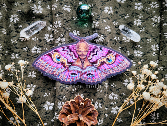 Granny Cloak Moth - Vinyl Sticker - 10cm illustrated by Grace Moth - Entomology - Insects - Watercolour - female