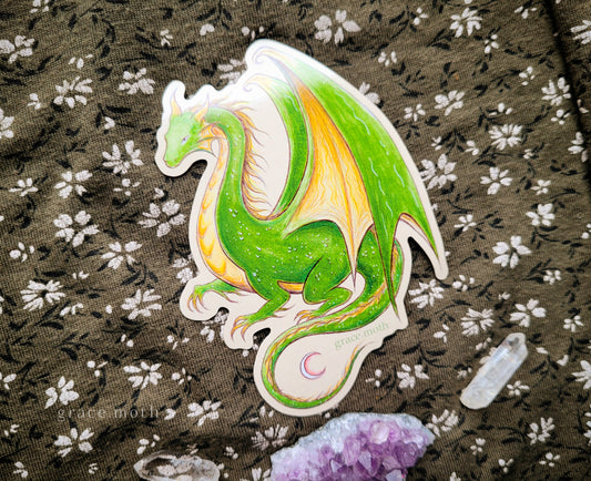 Nature Dragon - Vinyl Sticker - 10cm illustrated by Grace Moth