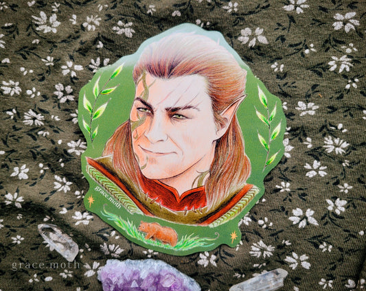 Halsin Sticker - Vinyl Sticker - 10cm illustrated by Grace Moth - BG3, Baldurs Gate, Dnd