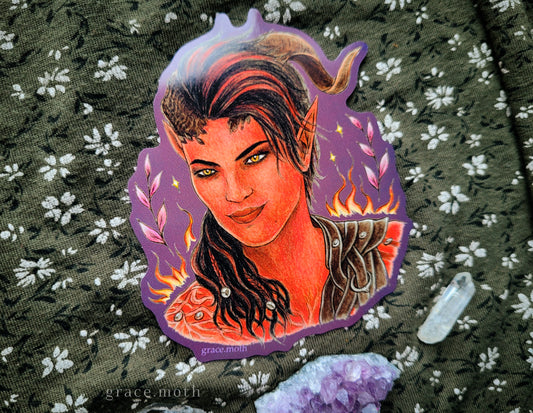 Karlach Sticker - Vinyl Sticker - 10cm illustrated by Grace Moth - BG3, Baldurs Gate, Dnd