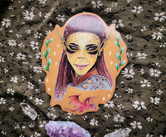 Laezel Sticker - Vinyl Sticker - 10cm illustrated by Grace Moth - BG3, Baldurs Gate, Dnd