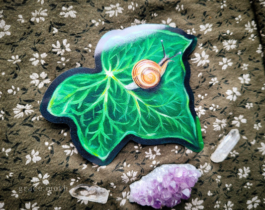 Snail on Ivy - Vinyl Sticker - 10cm oil painting painted by Grace Moth