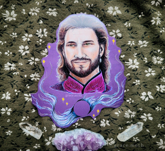 Gale Sticker - Vinyl Sticker - 10cm illustrated by Grace Moth - BG3, Baldurs Gate, Dnd, Wizard