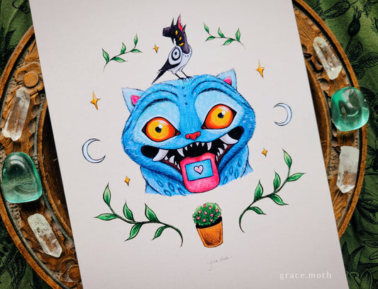 Derpy Tiger print - A5 or A4 art print by Grace Moth - 5.8 x 8.3 - kpop demon hunters inspired