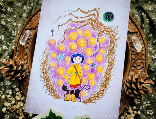 Coraline Scene - A5, A4 or A3 Art print illustrated by Grace Moth