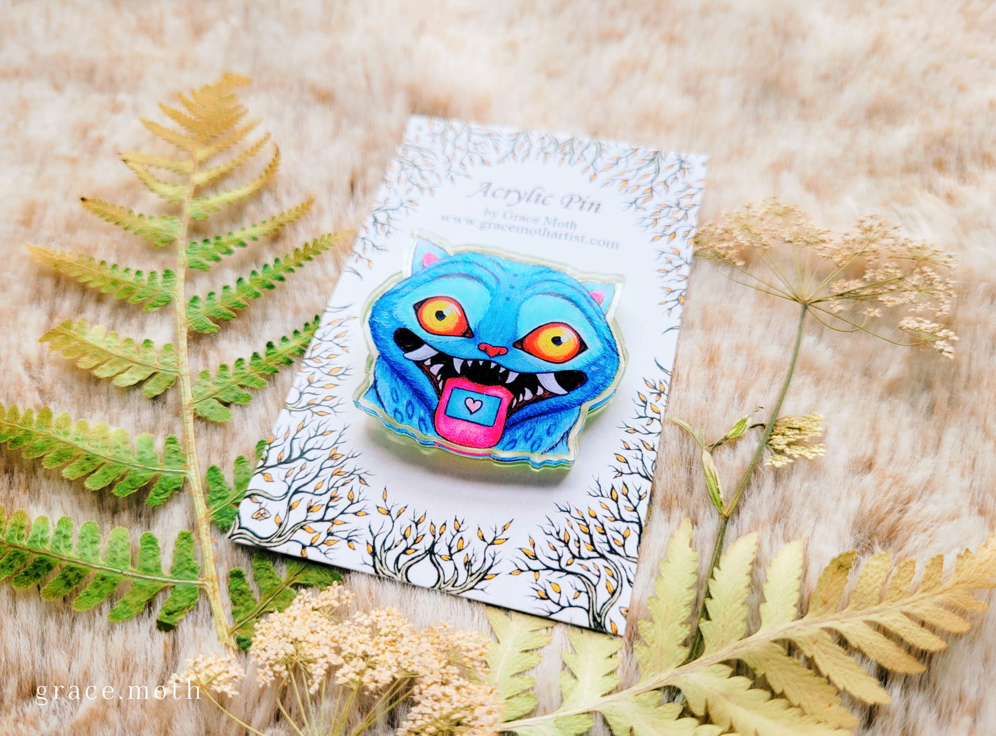 Derpy Tiger illustrated pin, recycled clear acrylic, by Grace Moth - Kpop demon hunters inspired