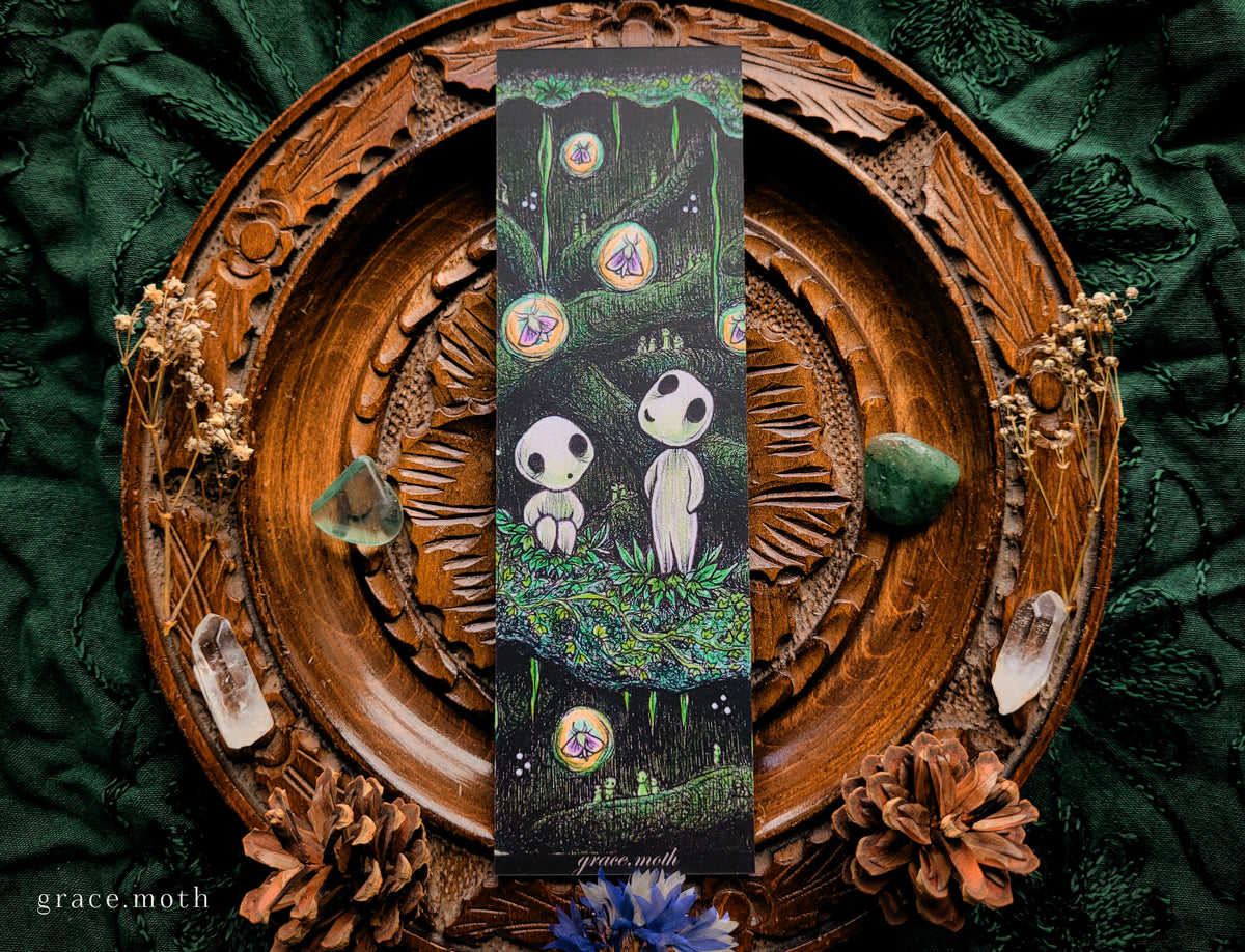 Forest Spirits Bookmark - illustrated by Grace Moth, anime inspired