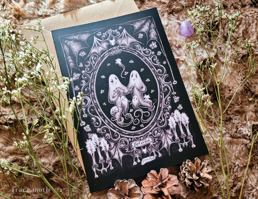 Ghost Family Portrait - A5 greeting card illustrated by Grace Moth - 5.8 x 8.3, gothic romance (Copy)
