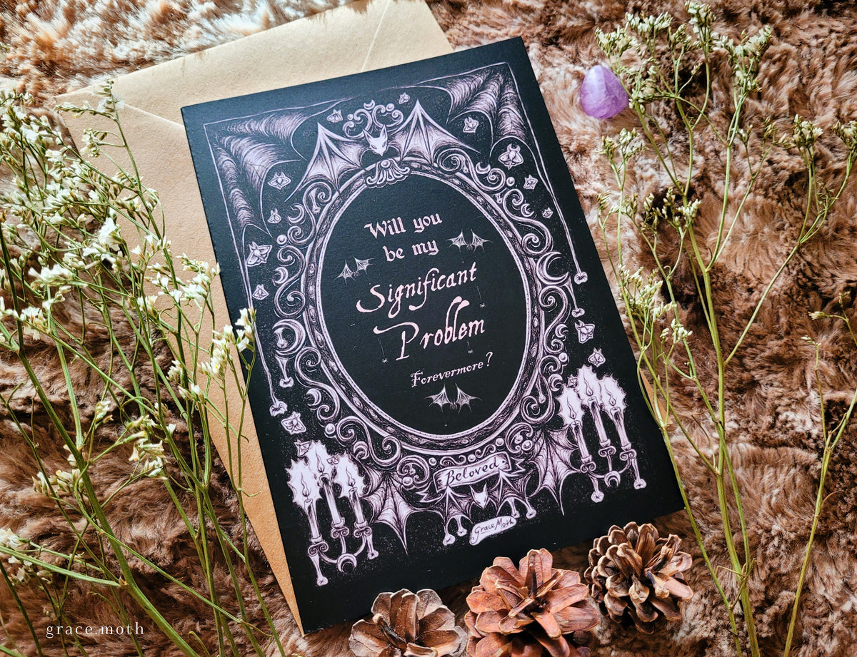 Forevermore card - cheeky A5 greeting card illustrated by Grace Moth - 5.8 x 8.3, gothic romance