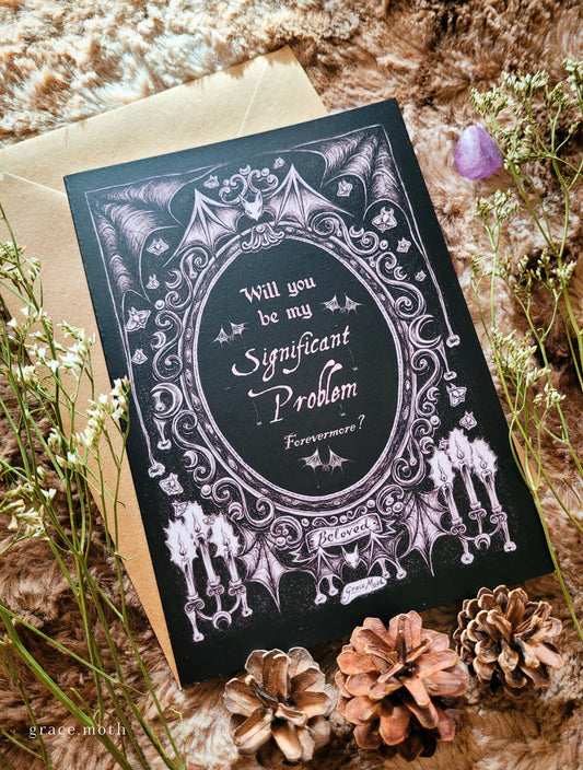 Forevermore card - cheeky A5 greeting card illustrated by Grace Moth - 5.8 x 8.3, gothic romance