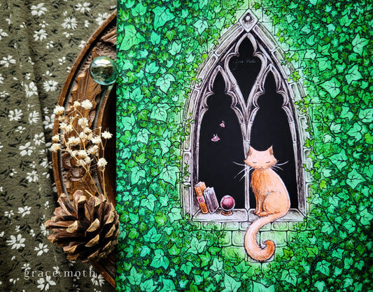 Enchanted Castle Window - A5, A4 or A3 Art print illustrated by Grace Moth