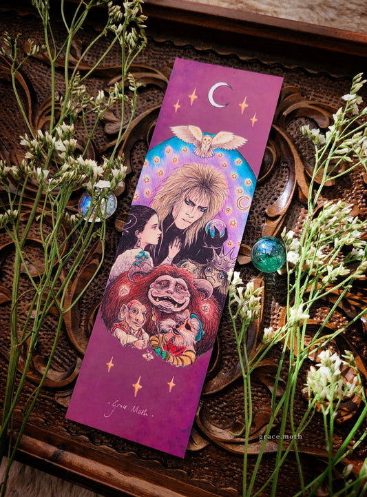 Labyrinth Bookmark - illustrated by Grace Moth, Fantasy 80s David Bowie inspired