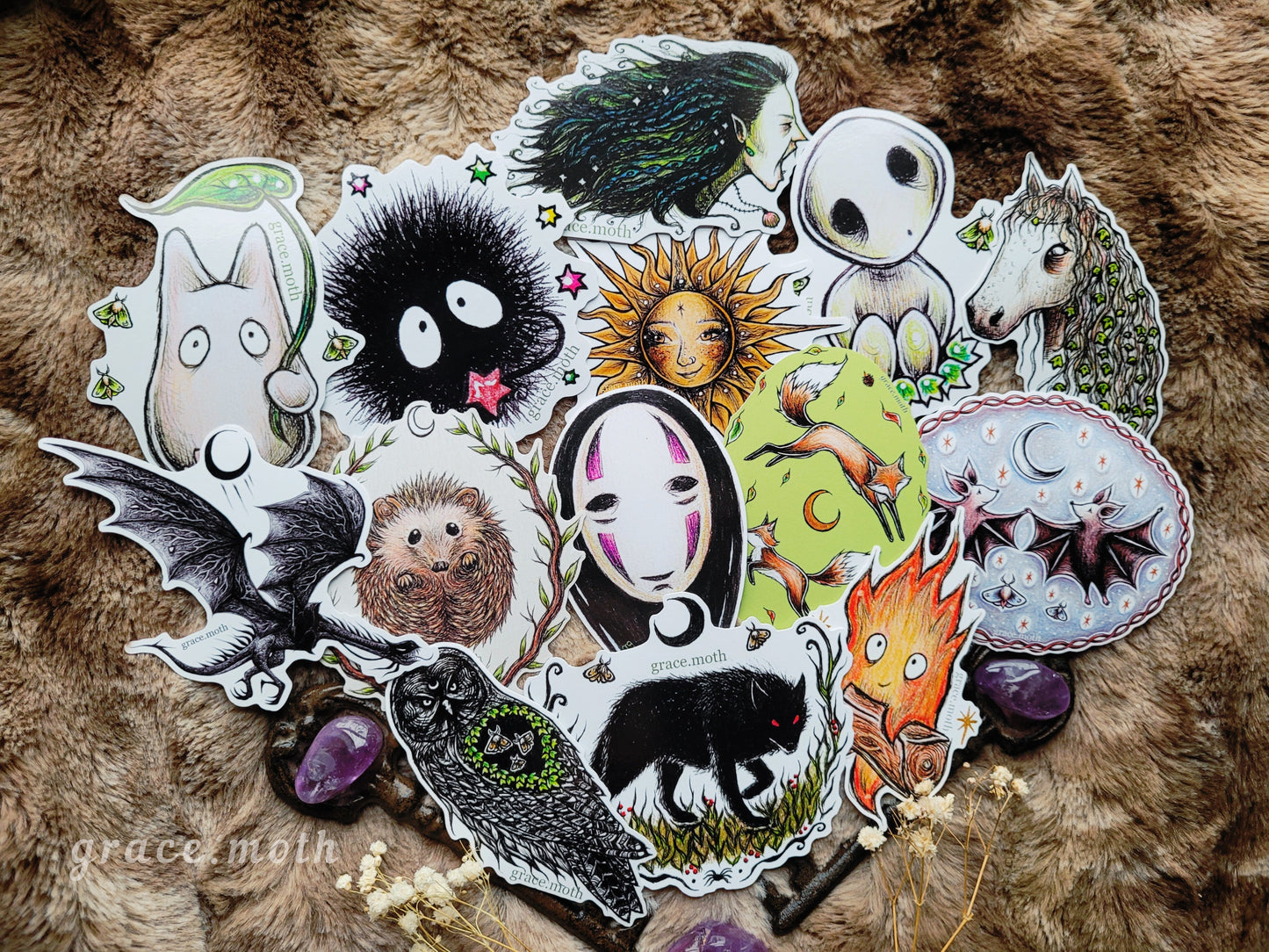Soot Sprite spirit - Vinyl Sticker 10cm - Japanese Anime inspired art - Witchy - Gothic - Illustrated by Grace moth
