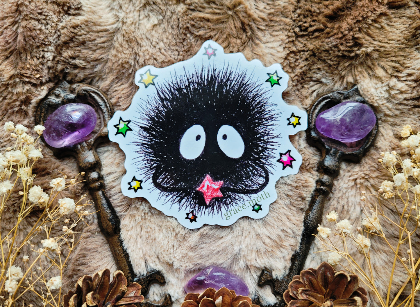 Soot Sprite spirit - Vinyl Sticker 10cm - Japanese Anime inspired art - Witchy - Gothic - Illustrated by Grace moth