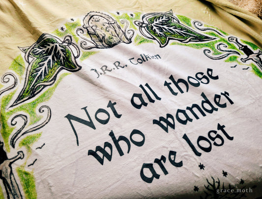 LOTR hobbit Inspired throw blanket - witchy gothic original design by Grace Moth - 50" by 60"
