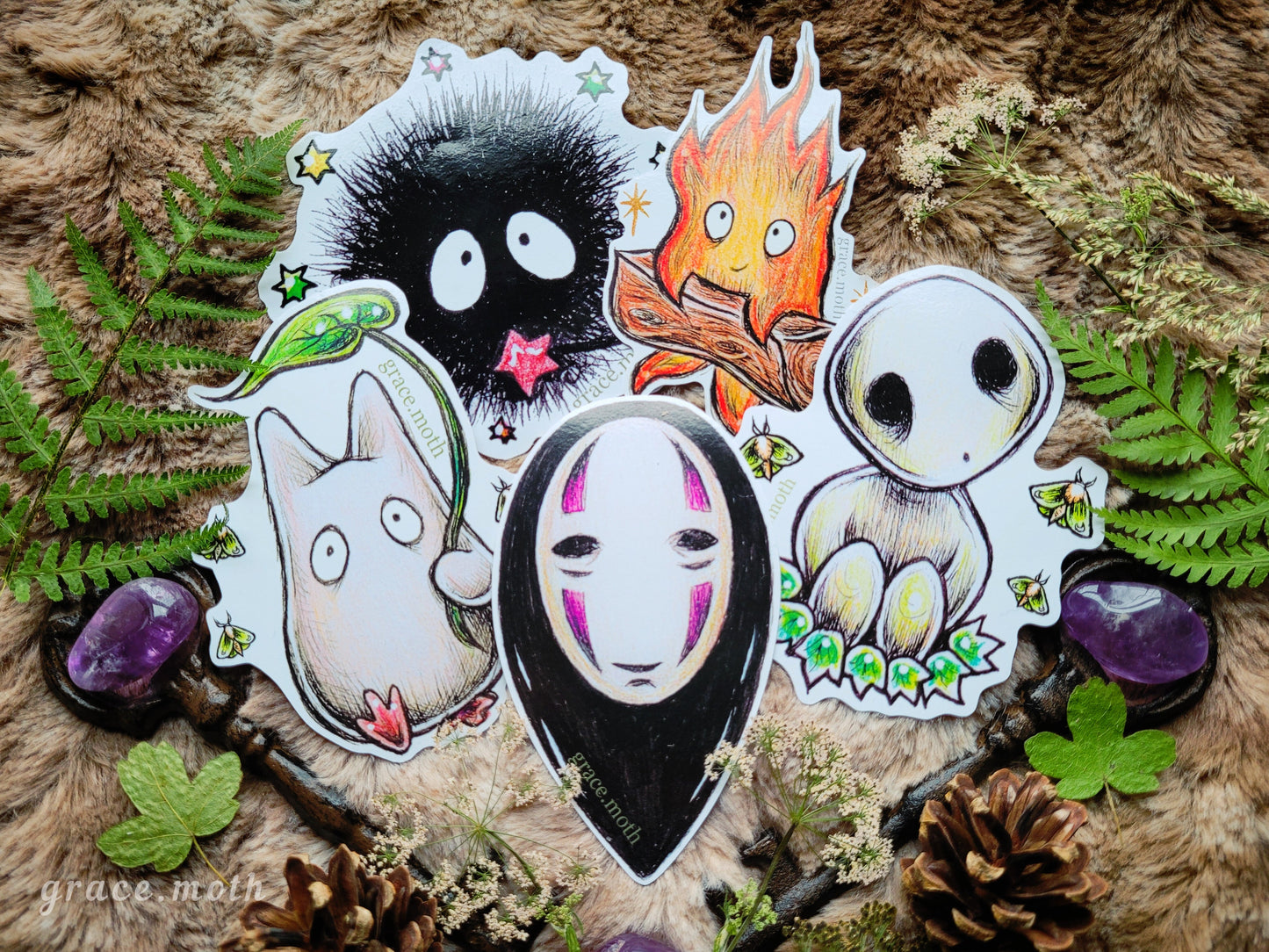 Nature spirit - Vinyl Sticker 10cm - Japanese Anime inspired art - Witchy - Gothic - Illustrated by Grace moth
