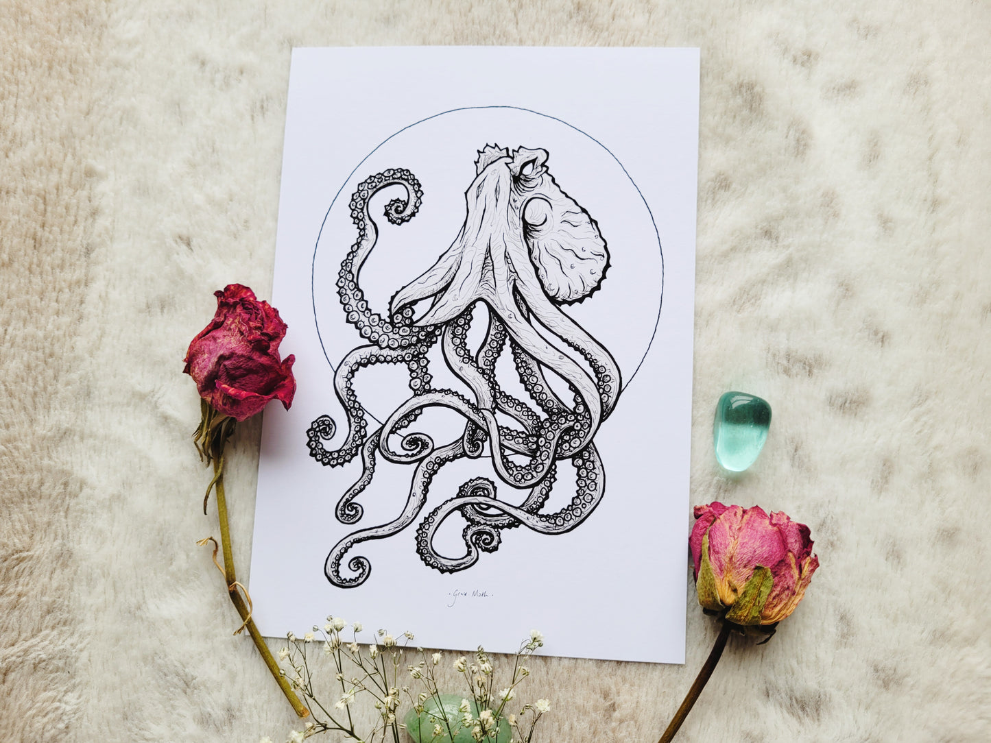 Octopus - A5 art print by Grace Moth - 5.8 x 8.3