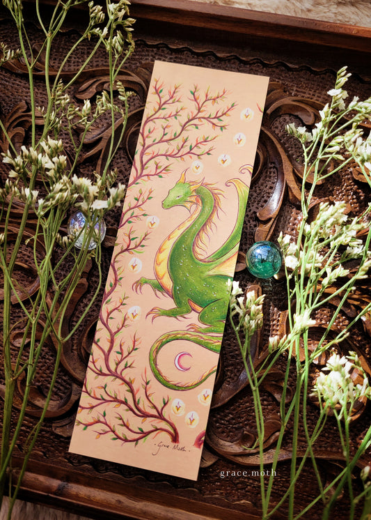 Nature Dragon Bookmark - illustrated by Grace Moth, Fantasy mythical beast