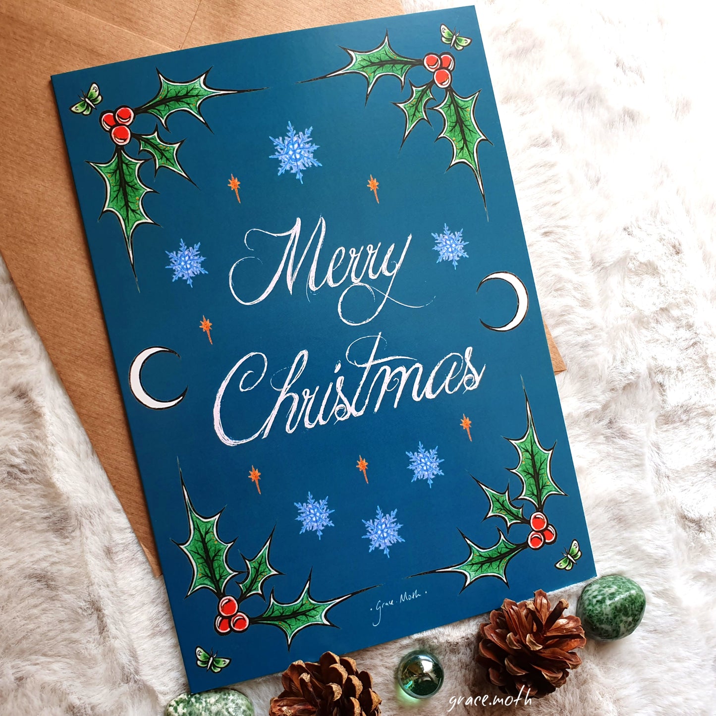 Merry Christmas - A5 greeting card by Grace Moth - 5.8 x 8.3