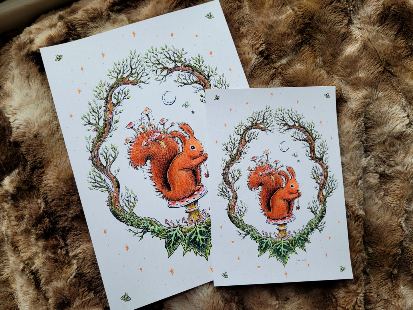 Autumn Red Squirrel - A5 or A4 art print by Grace Moth