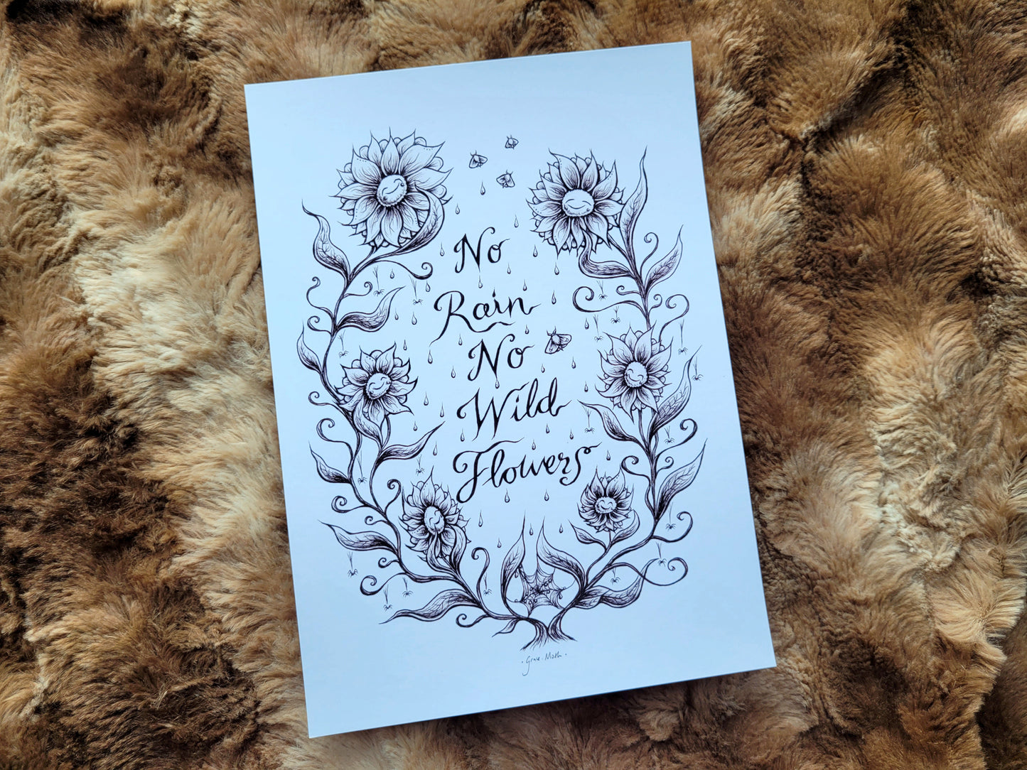 Wildflowers - Ink Sketch - A5 or A4 art print by Grace Moth