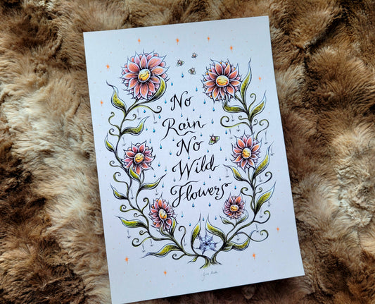 Wildflowers - A5 or A4 art print with cream background, by Grace Moth