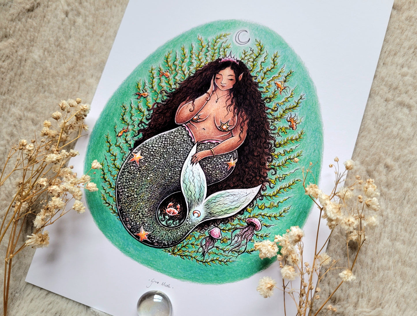 Mermaid Queen 2 - A5 or A4 body positive art print by Grace Moth