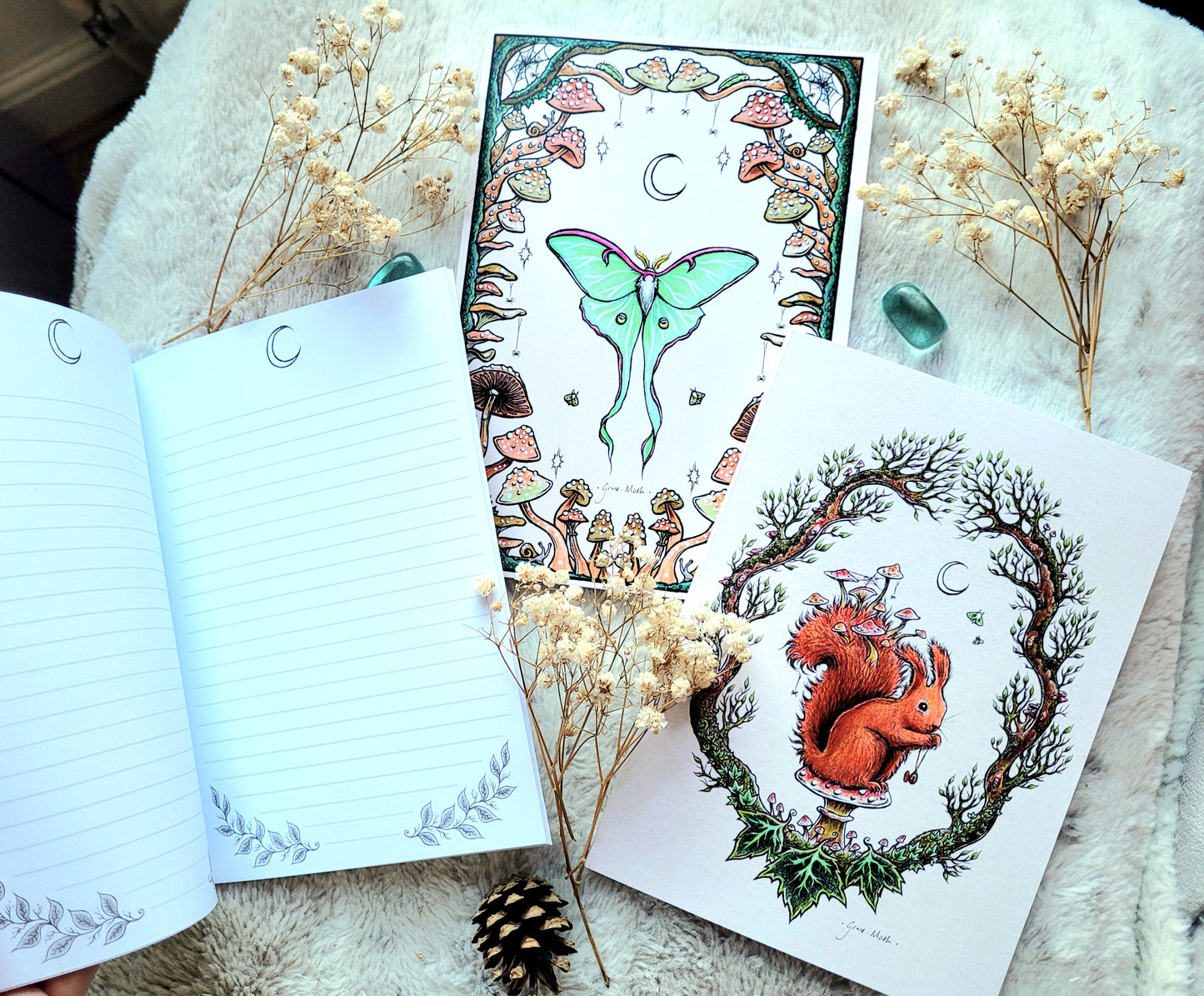 Red Squirrel Notebook - lined A5 size, 80 pages, professionally printed - by Grace Moth