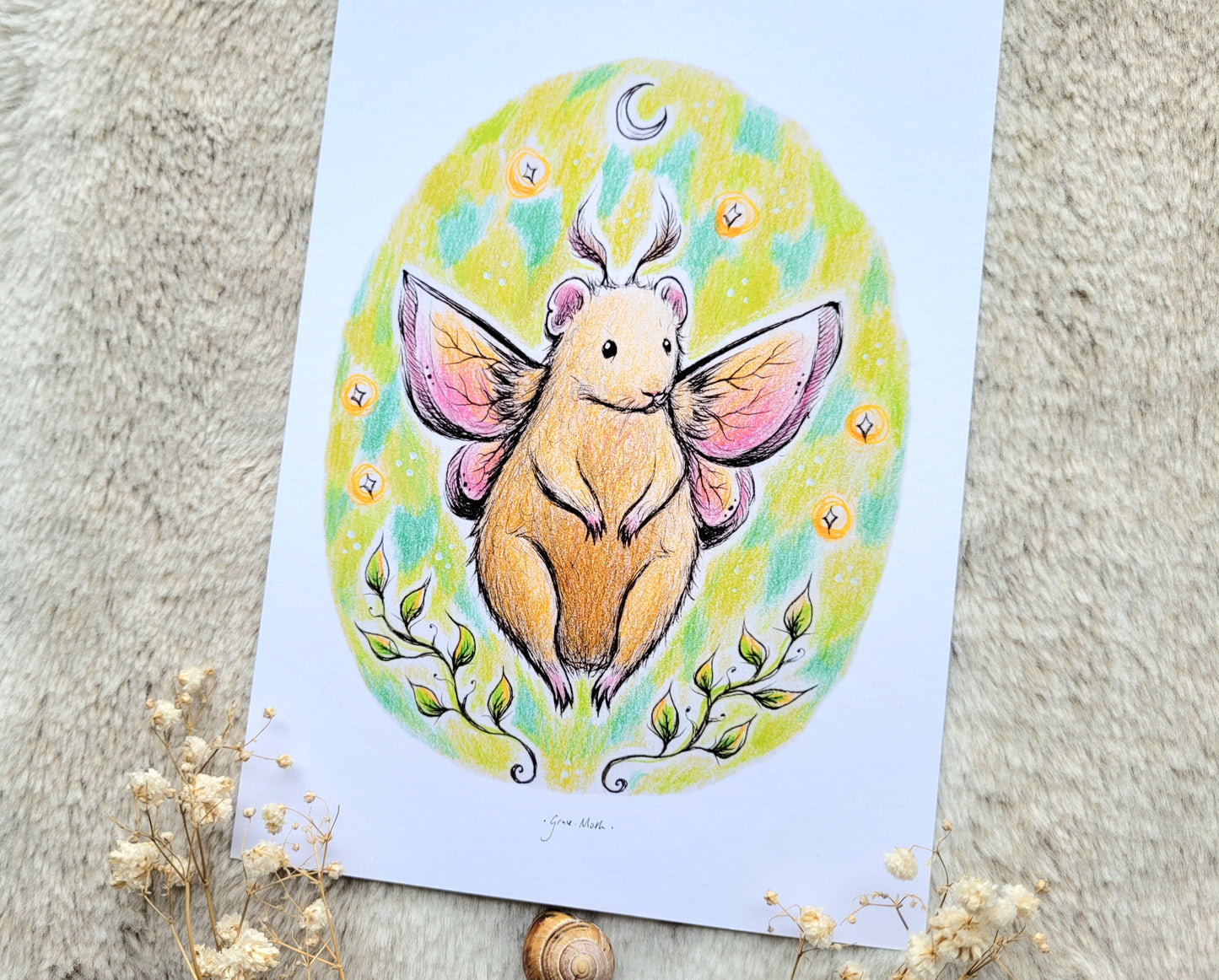 Hamster Fairy - A5 or A4 art print by Grace Moth