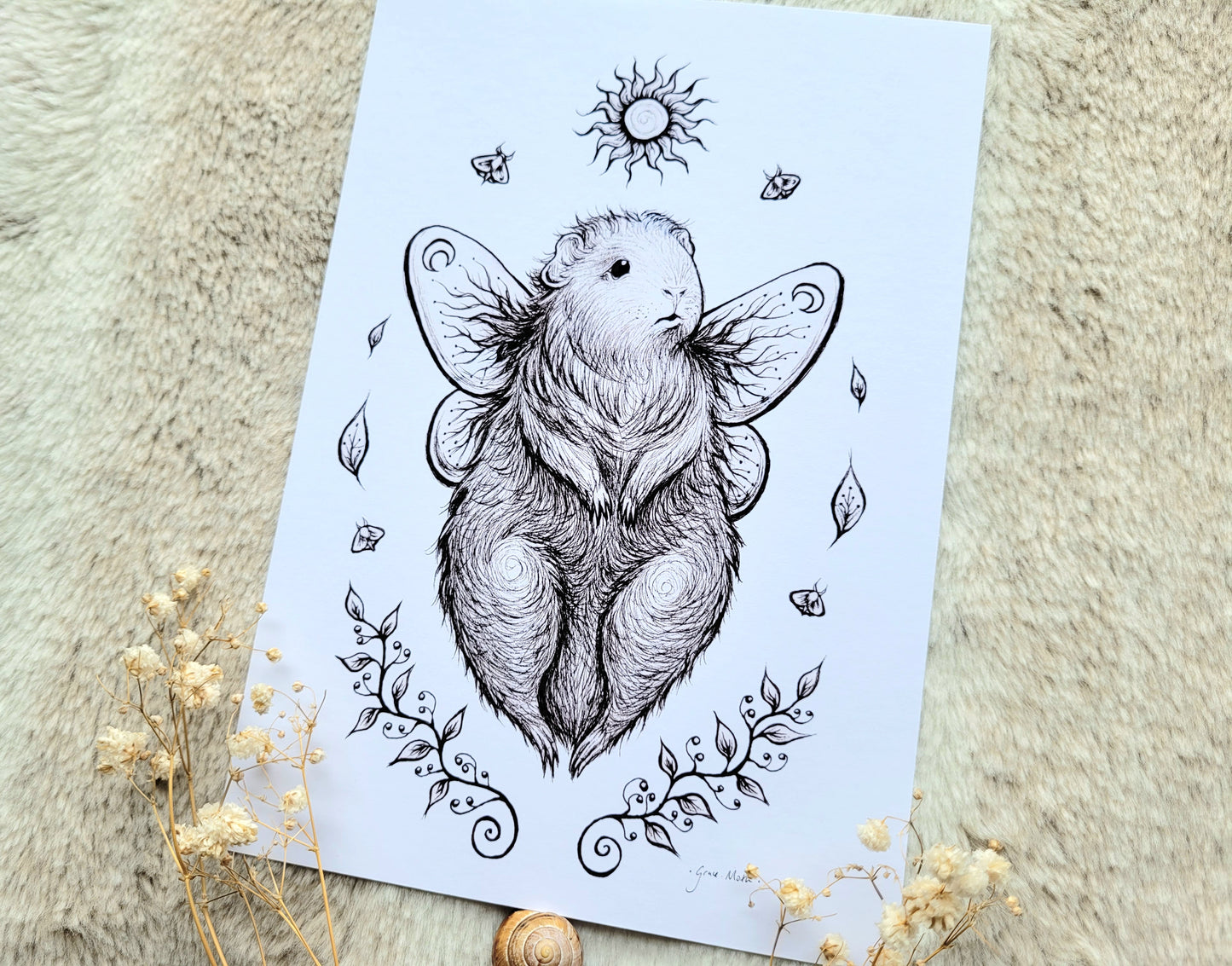 Guinea Pig Fairy - sketch - A5 or A4 art print by Grace Moth