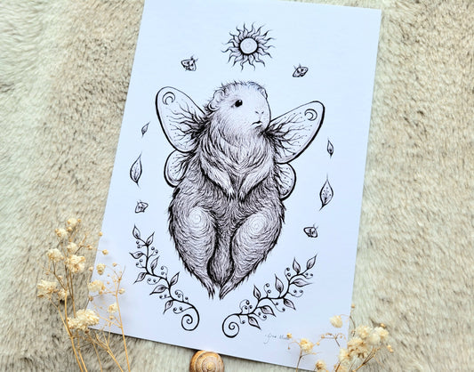 Guinea Pig Fairy - sketch - A5 or A4 art print by Grace Moth