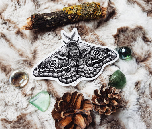 Emperor Moth - Vinyl Sticker 10cm by 6cm