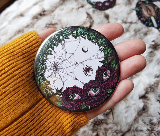 Spider Web and Roses - Pocket Mirror by Grace Moth - 7.6cm