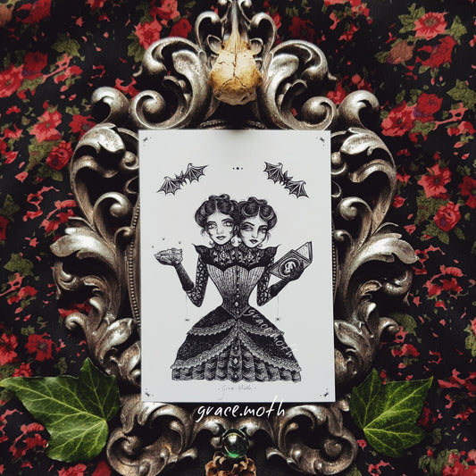 Siamese Twins - A6 print by Grace Moth - 5.8 x 4.1