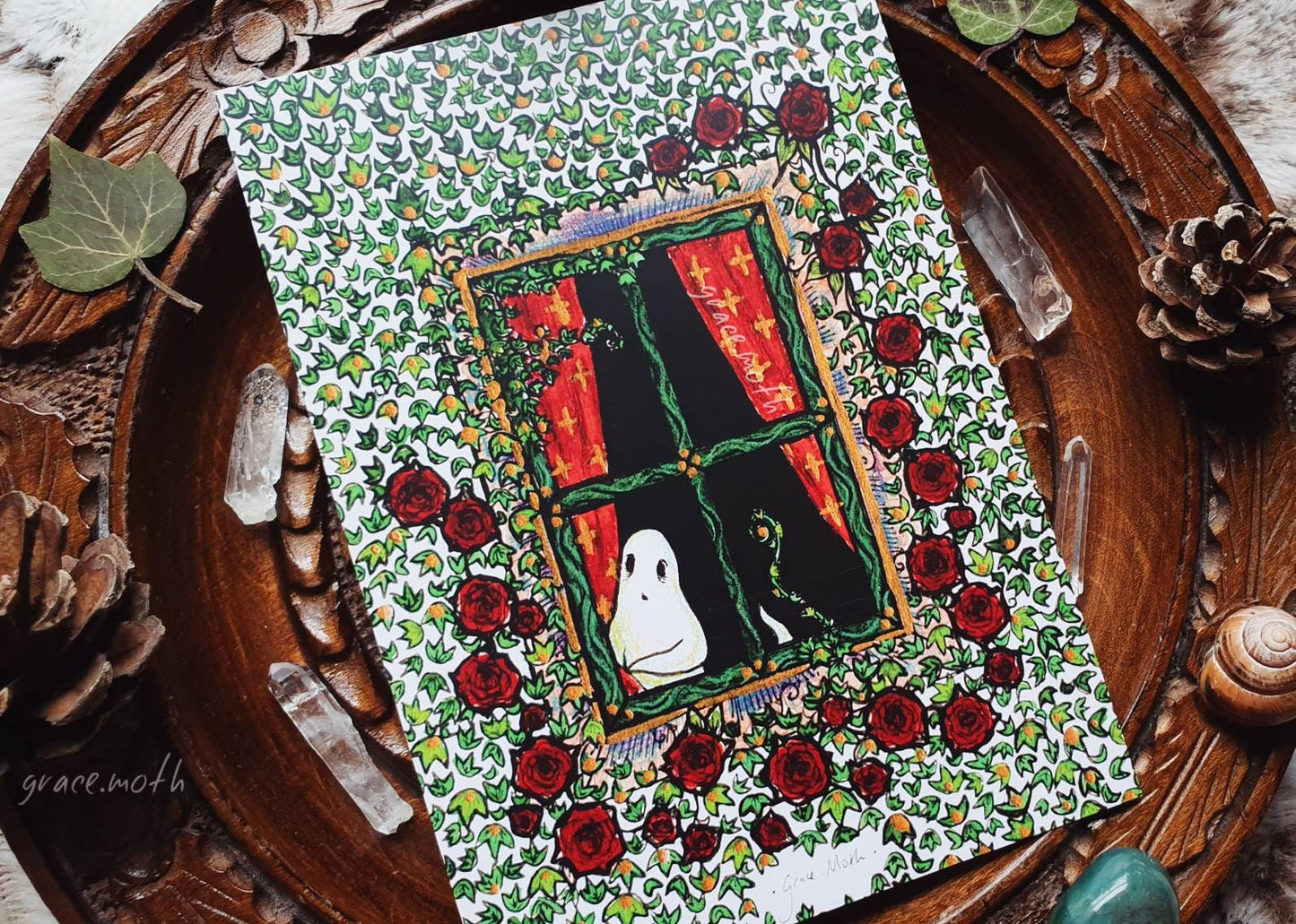 Overgrown Ivy - A6 Ghost print by Grace Moth - 5.8 x 4.1