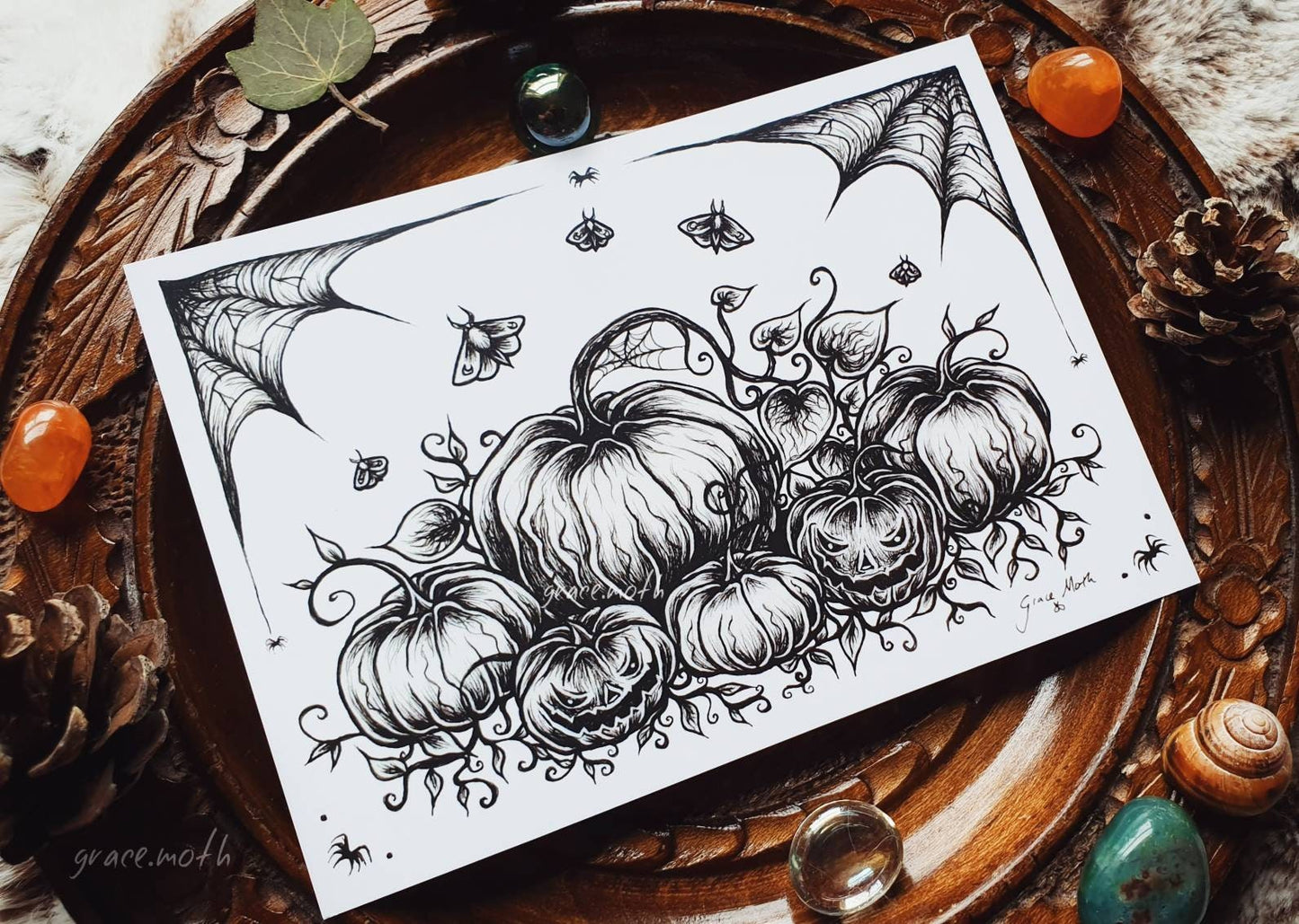 Inky Pumpkin Patch - A6 Halloween print by Grace Moth - 5.8 x 4.1