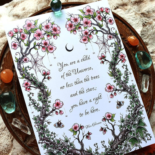 Pink Blossom - child of the universe  - A5 art print by Grace Moth - 5.8 x 8.3