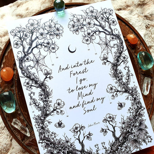 Dark Blossom - into the woods - A5 art print by Grace Moth - 5.8 x 8.3