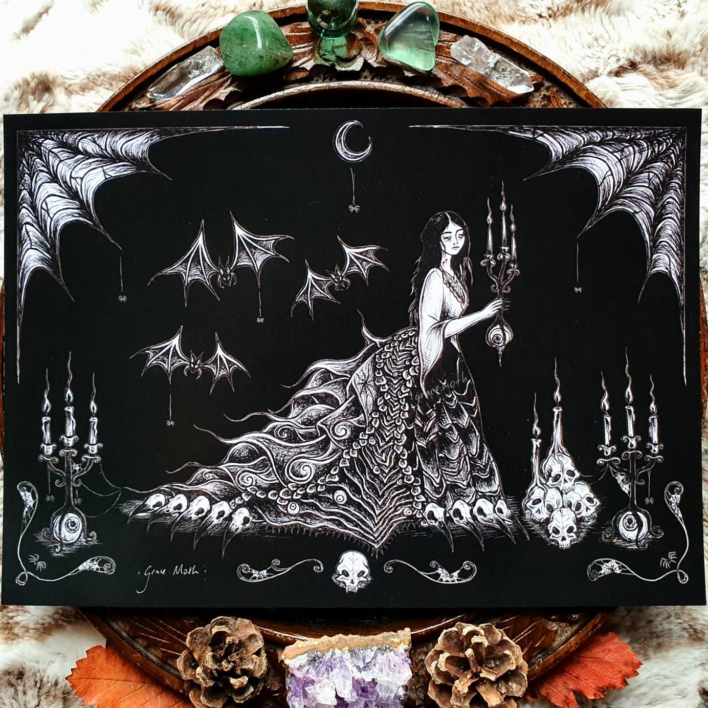 Vampire - dark version - A5 art print by Grace Moth - 5.8 x 8.3