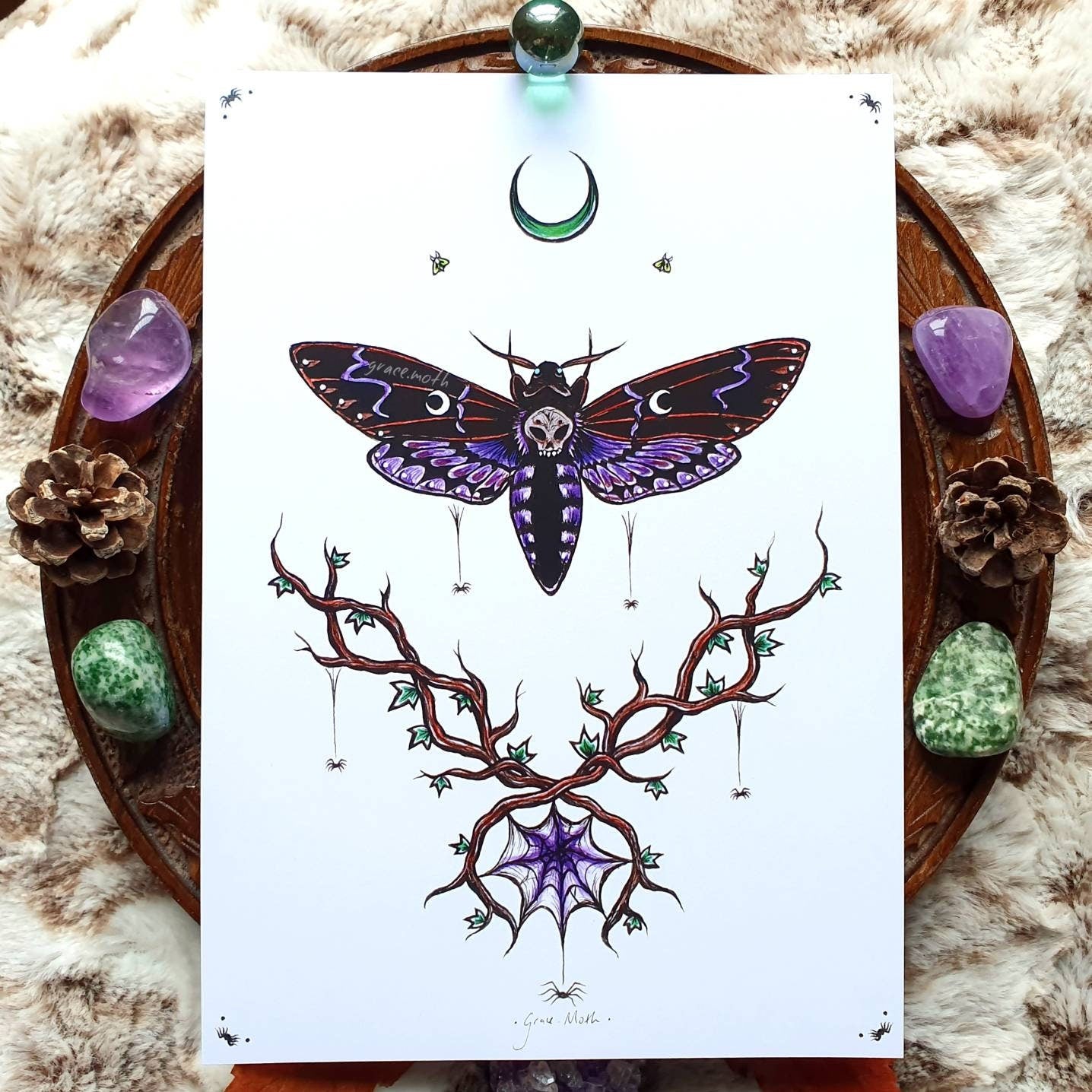 Death Head Hawk Moth - A5 art print by Grace Moth - 5.8 x 8.3